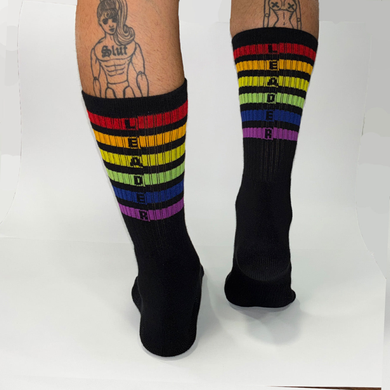 Pride Stripes Crew Socks Black