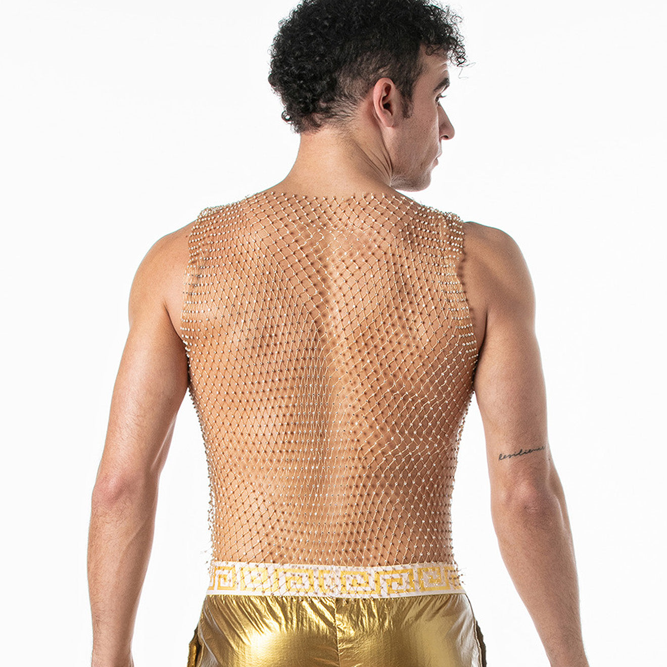 Mesh Party Tank Top Gold