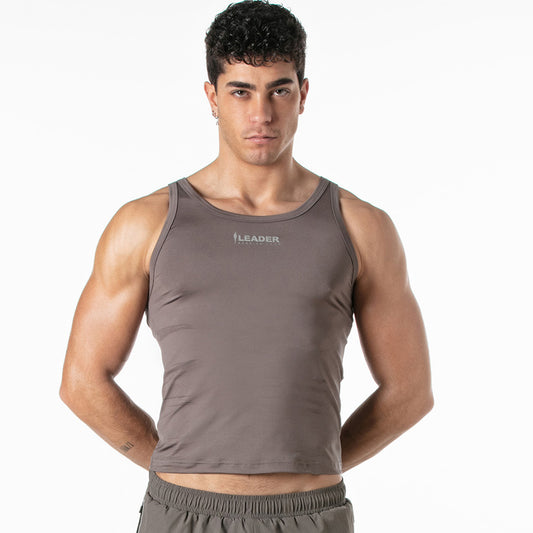 Sports Crop Tank Top Taupe