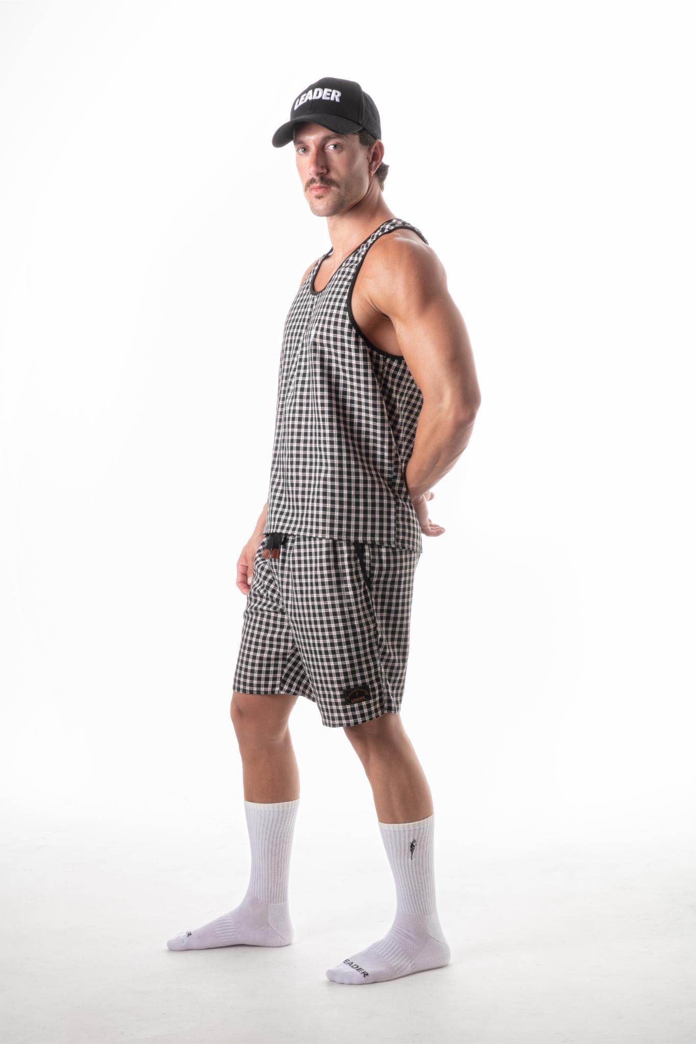 Globetrotter Check Tank Top Black