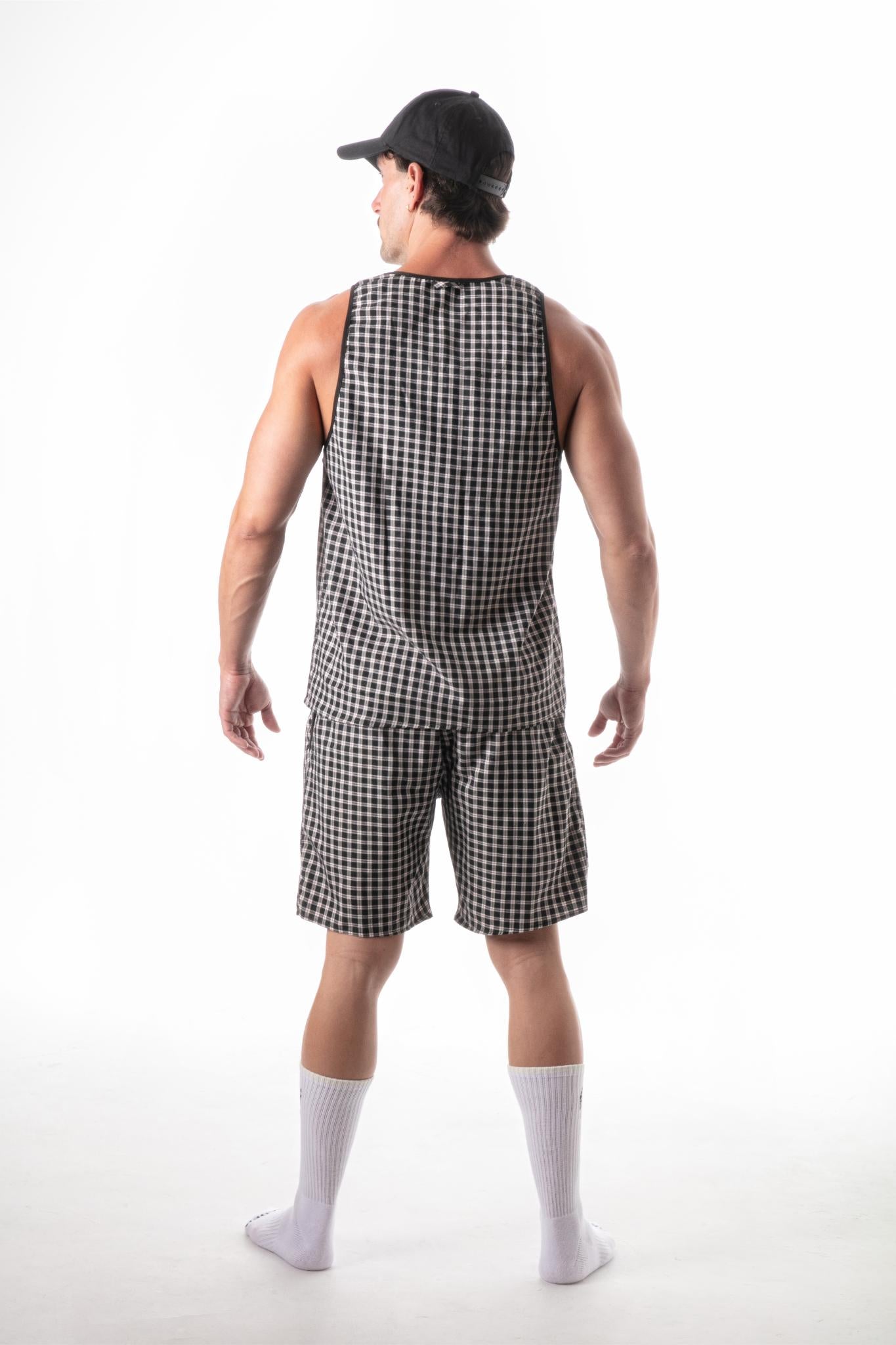 Globetrotter Check Tank Top Black