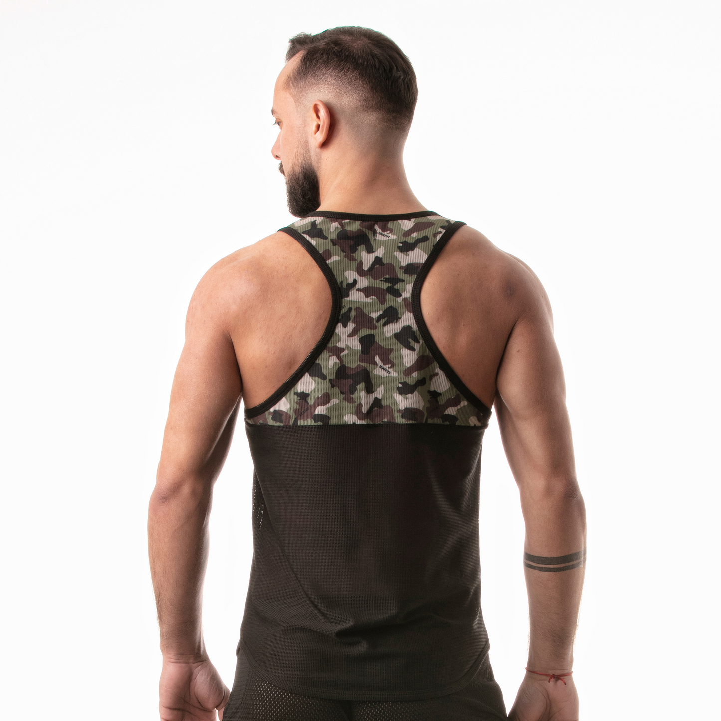 Camo Print Racer Tank Top Black