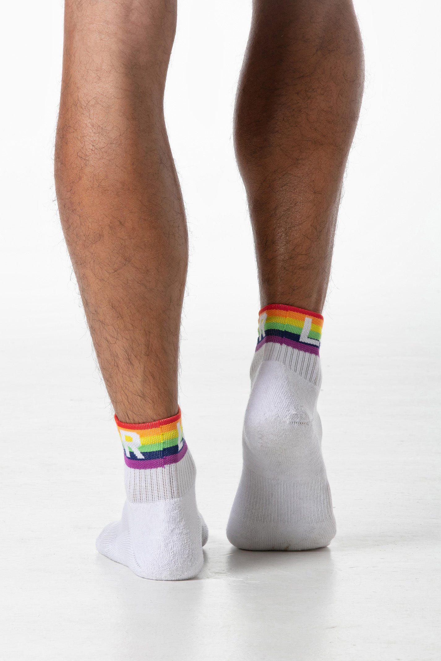 Rainbow Ankle Socks White