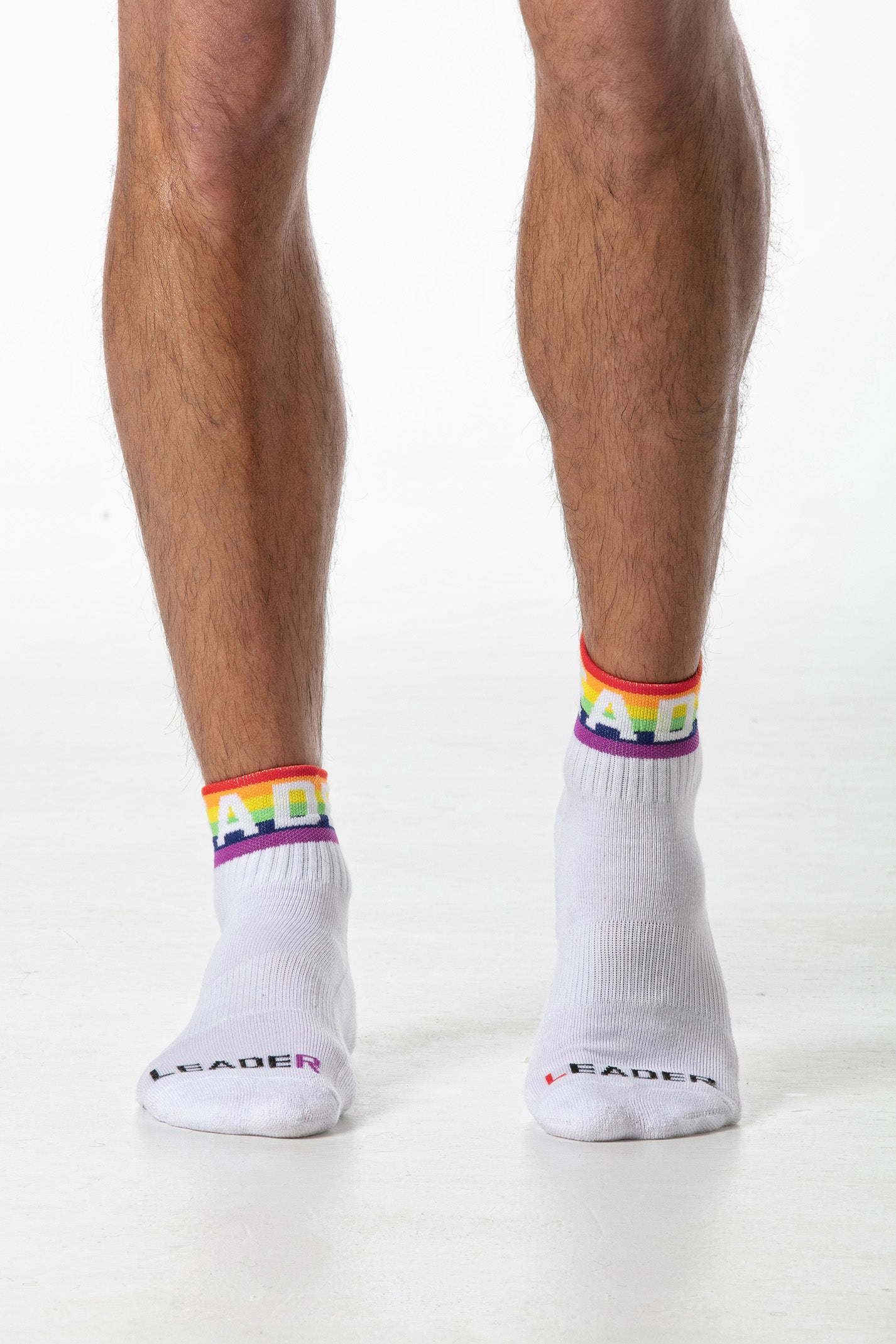 Rainbow Ankle Socks White