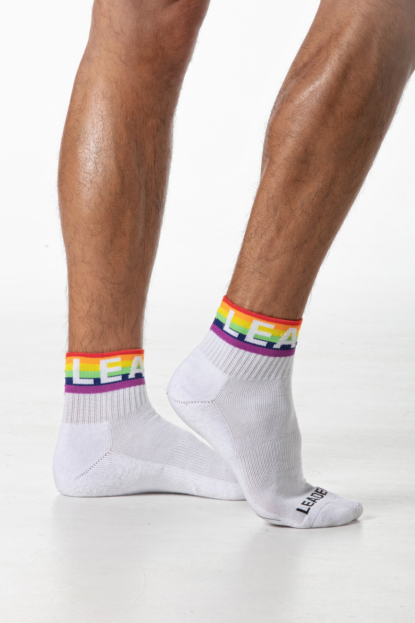 Rainbow Ankle Socks White