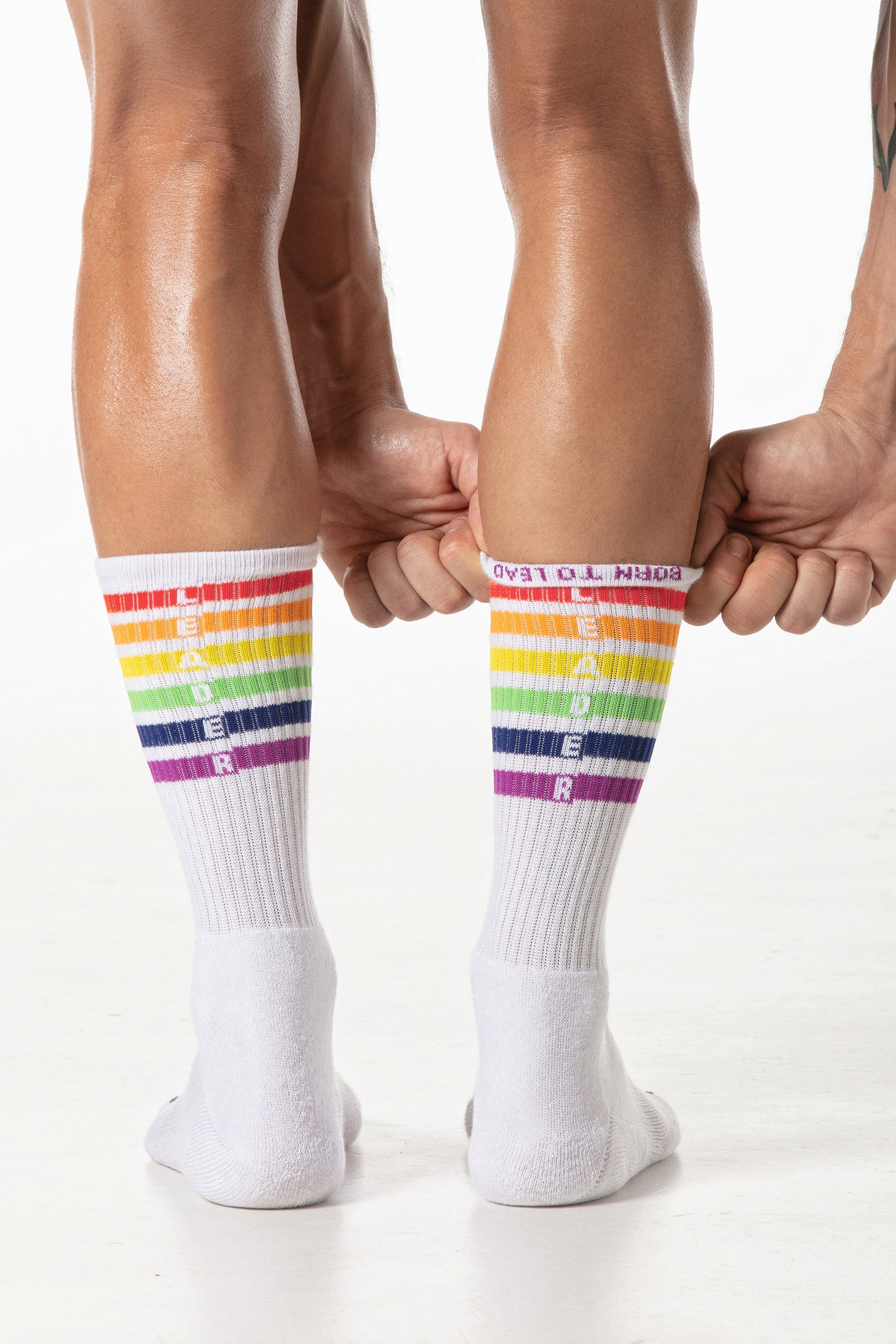 Pride Stripes Crew Socks White