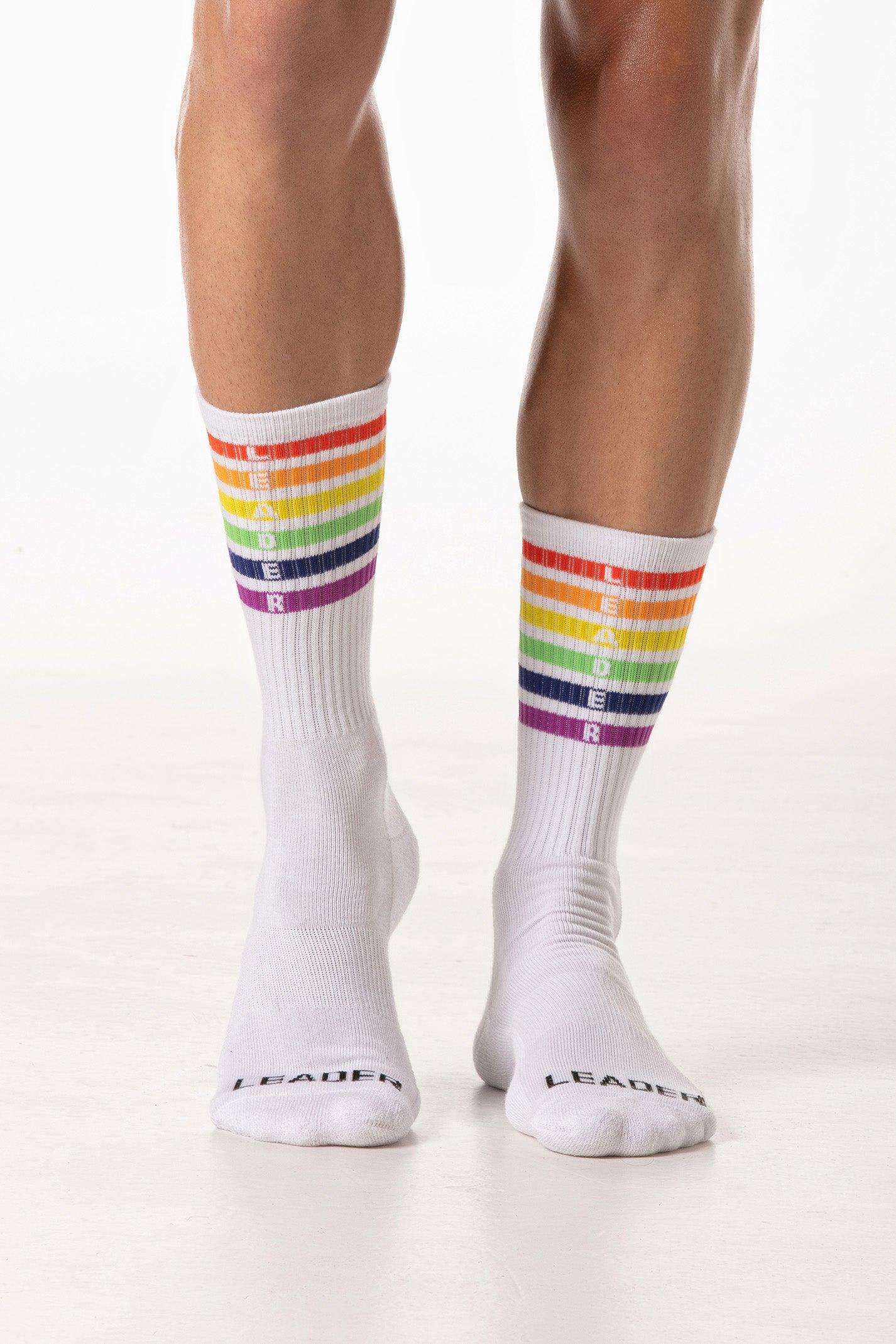 Pride Stripes Crew Socks White