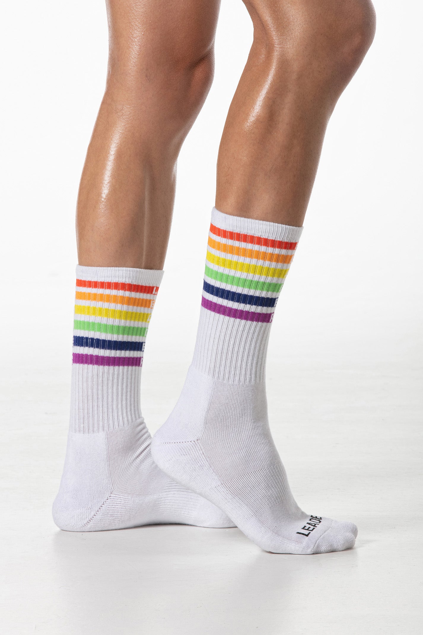 Pride Stripes Crew Socks White