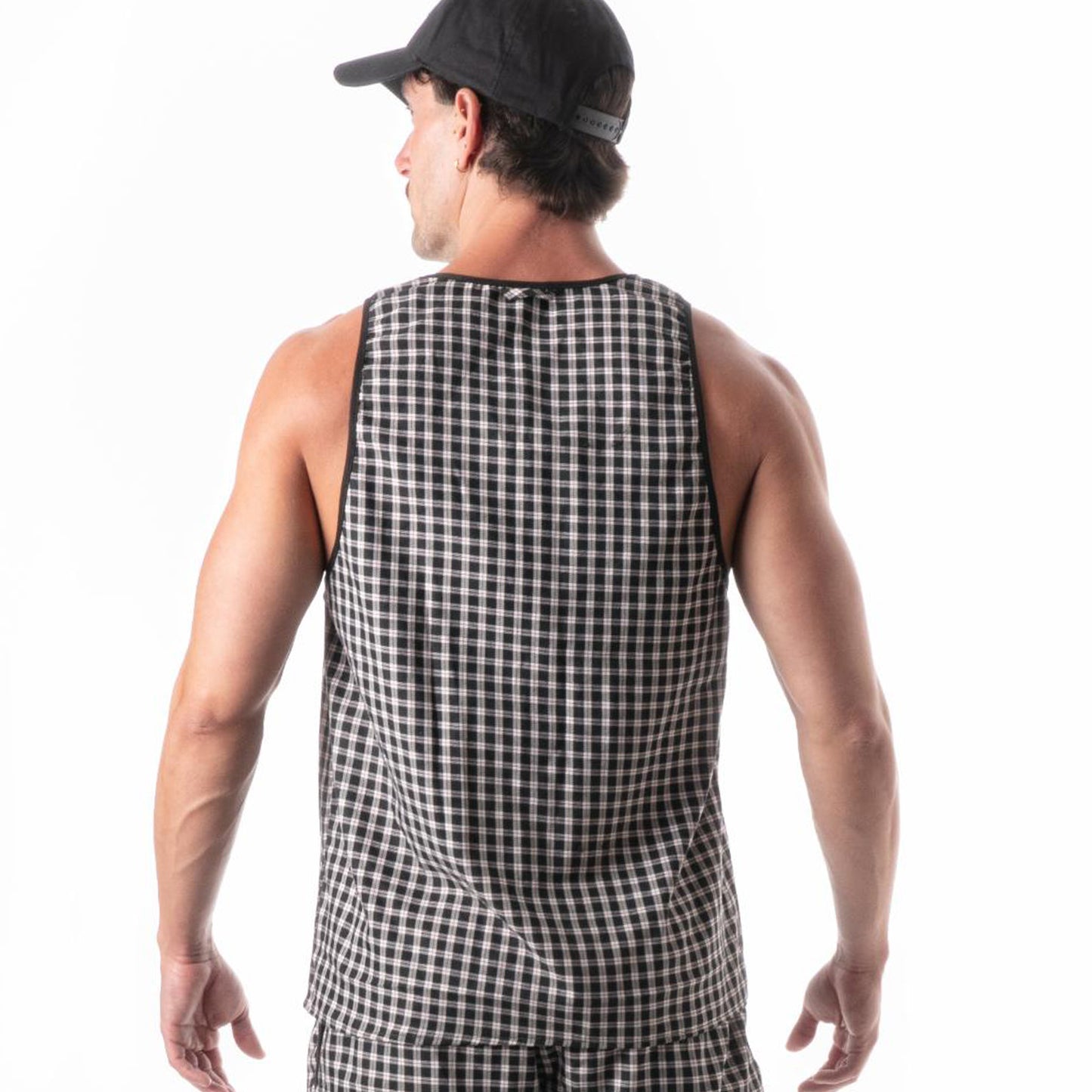 Globetrotter Check Tank Top Black
