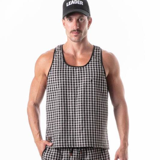 Globetrotter Check Tank Top Black