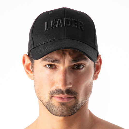 LEADER Cap w/ Black Embroidery - Black
