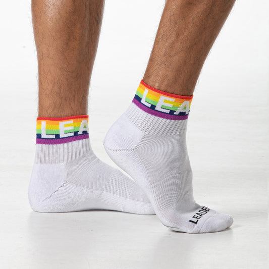 Rainbow Ankle Socks White