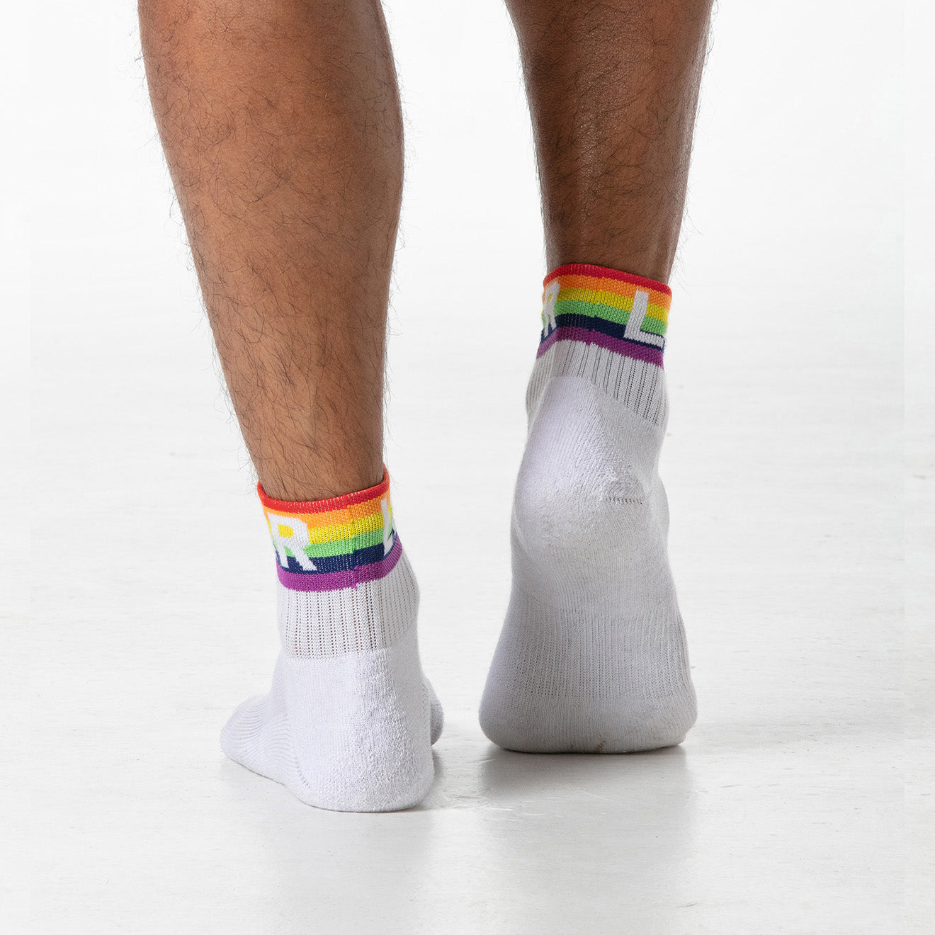 Rainbow Ankle Socks White