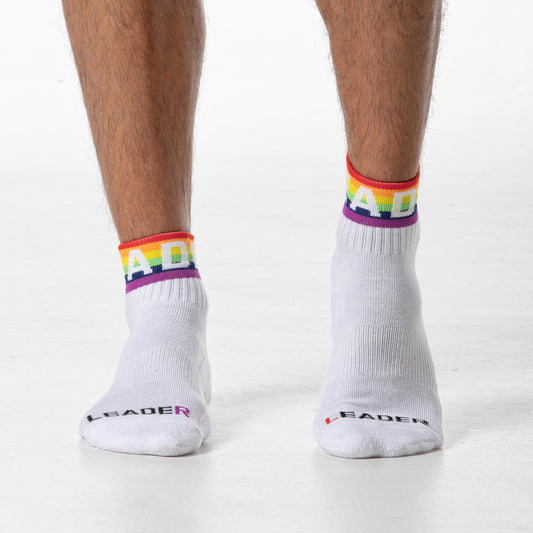 Rainbow Ankle Socks White