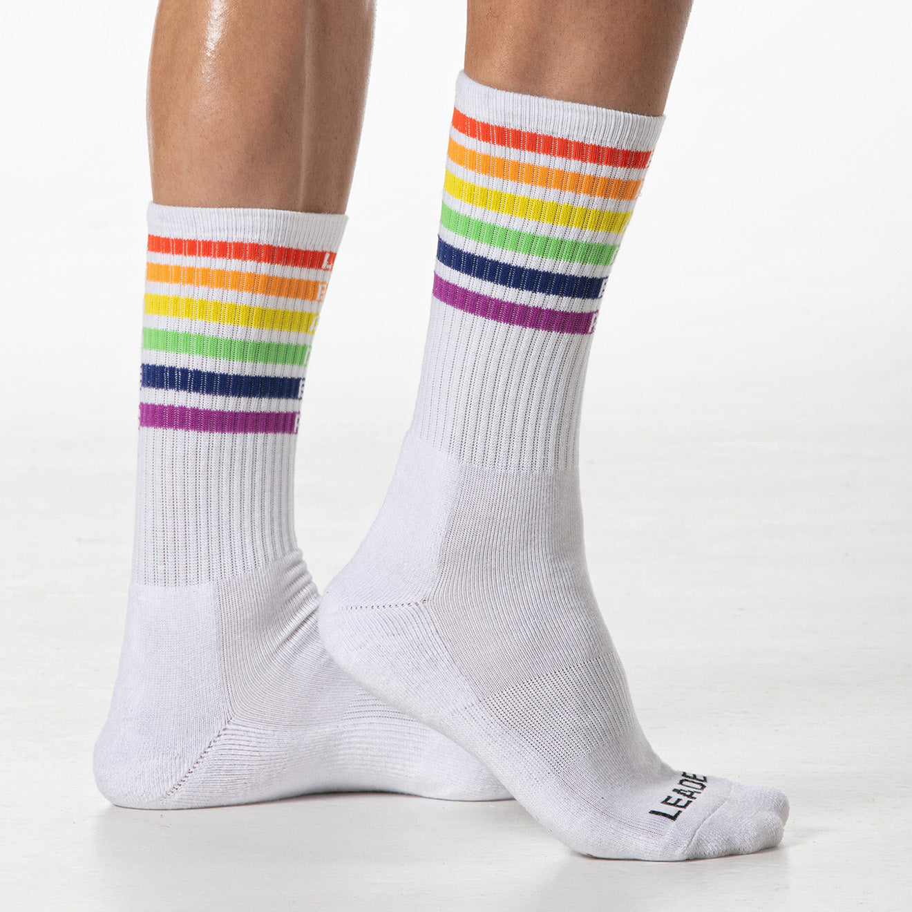 Pride Stripes Crew Socks White