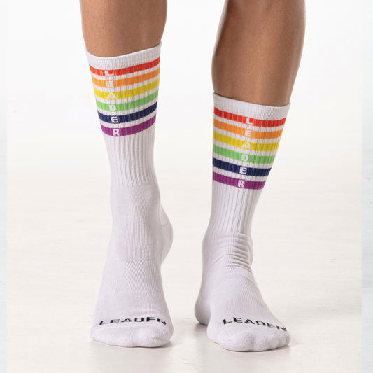 Pride Stripes Crew Socks White