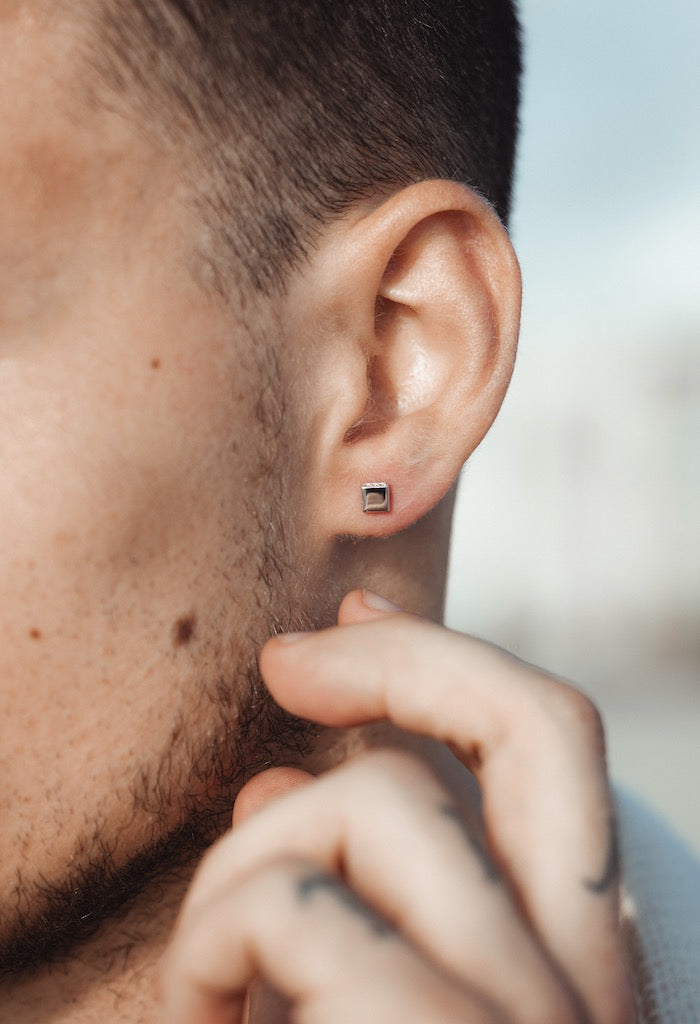 Button Earrings - Silver