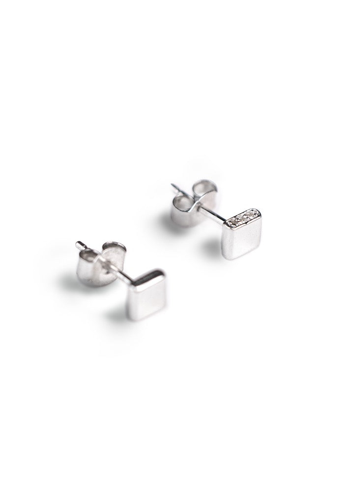 Button Earrings - Silver