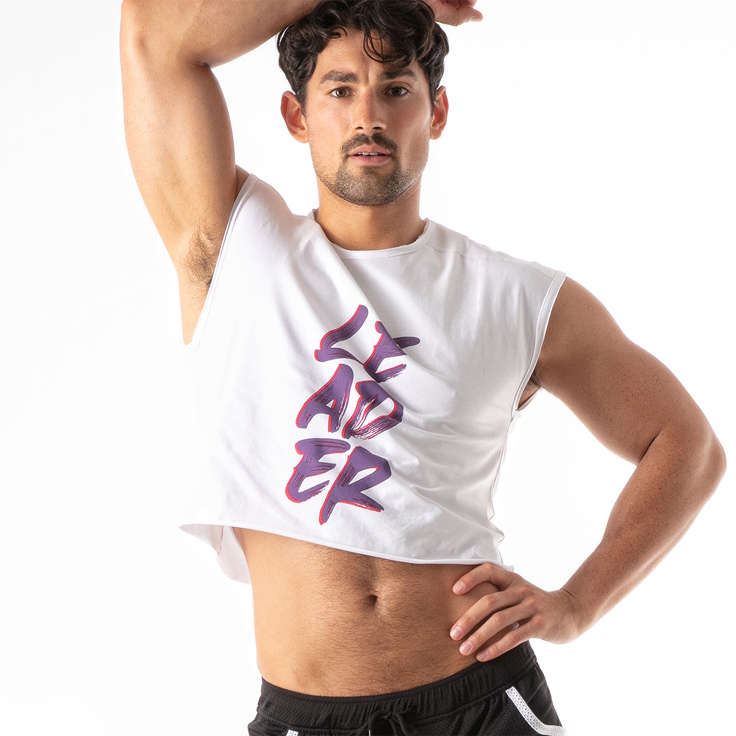 Hero LDR Crop T Shirt White Purple