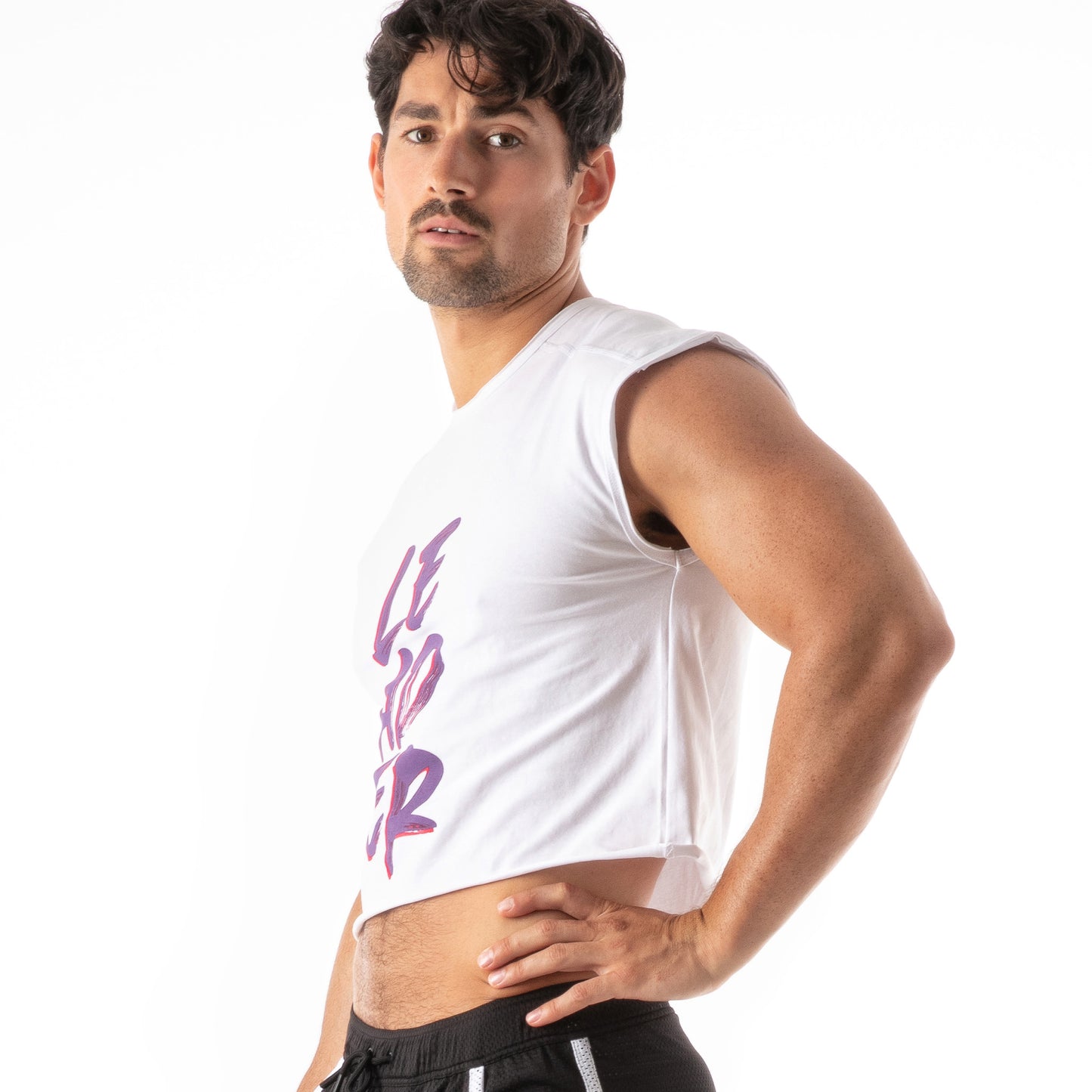Hero LDR Crop T Shirt White Purple