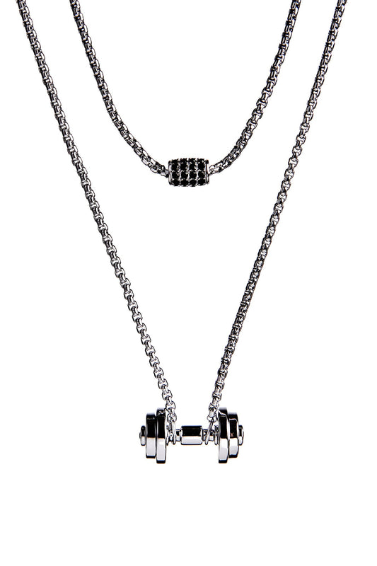 Dumbbell Necklace - Stainless Steel