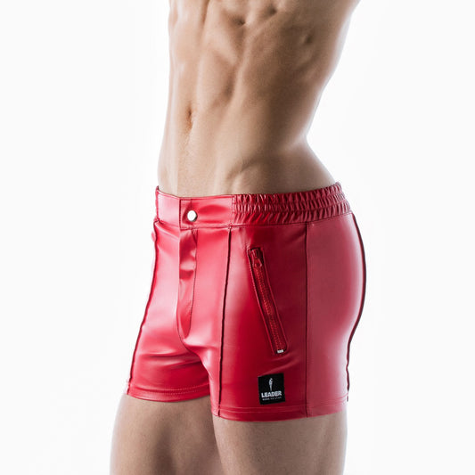 Nauti Boy Faux Leather Shorts Red