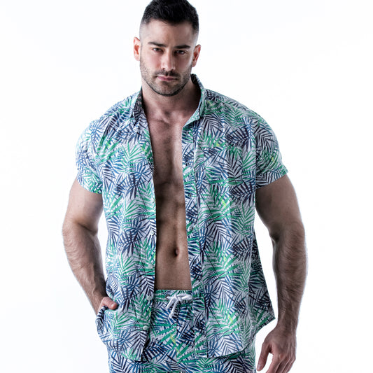 Tropical Print Cotton Shirt